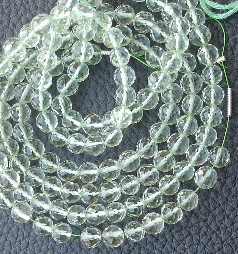 4mm 6mm Natural Green Amethyst Faceted Round Gemstone Beads Strand Best Price for Jewelry Making from Manufacturer Shop Online