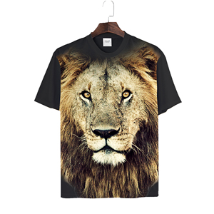 Pieno di Animali di Stampa di Stampa Maniche Corte Uomo T-Shirt 100% poliestere Uomini Tee Shirt <span class=keywords><strong>Lion</strong></span> - Product Image 2