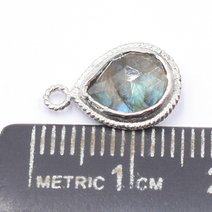Labradorita forma de pera 925 bisel de plata esterlina plateado colgante hecho a mano fabricación de joyas - Product Image 2