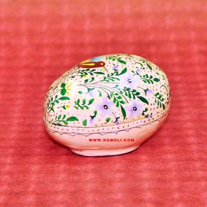 Papel maché pintado a mano joyería baratija recuerdo caja de diseño floral rosa - Product Image 3