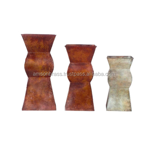 Luxurious Design Decorative <b>Vase</b> Rough Casted Table Flower <b>Vase</b> <b>Set</b> <b>of</b> <b>3</b> Base Round Metal Flower <b>Vase</b> - Product Image 6