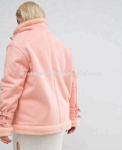 Classic New Style Pakistan Sialkot Wholesale Cheap Price Custom Made Genuine Shearling Leather Jackets with Collar Fur - Product Image 3