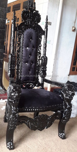 Chaise de trône à dossier haut de luxe sculptée du roi lion antique chaise de loisirs en velours noir pour salon meubles de maison à usage général - Product Image 4