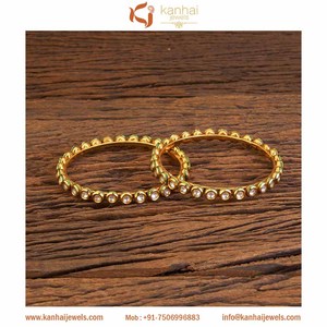 กำไลข้อมือ Kundan คลาสสิกทำมือสำหรับผู้หญิง,กำไลชุบทองขนาดใหญ่ - Product Image 2
