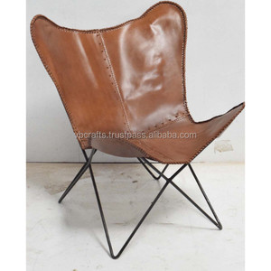 Kentsel Modern yaşam sanayi tarzı deri demir tüp katlanır eğlence rahatlatıcı Safari kamp kelebek sandalye - Product Image 3