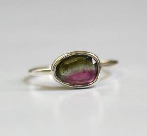 แหวนพลอยทัวร์มาลีนแตงโมธรรมชาติคอลเลกชันใหม่แหวนทำด้วยมือแข็งสำหรับงานแต่งงาน - Product Image 1