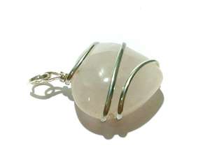 Pendentif en pierre quartz rose fil wrap coeur pendentif collier en cristal charme de guérison agate collier pierres précieuses emf Protection - Product Image 2