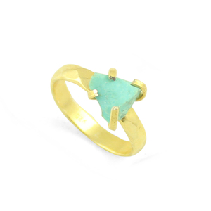 Bague de pierre précieuse de Turquoise brut, bijoux en argent plaqué or, bijoux de créateur - Product Image 2