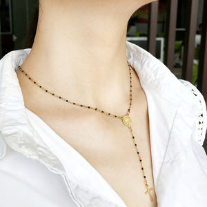 Collana di preghiera da donna in acciaio inossidabile collana <span class=keywords><strong>rosario</strong></span> placcata in <span class=keywords><strong>oro</strong></span> cristiano - Product Image 3