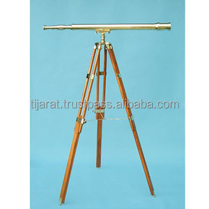 Jumelles nautique en laiton antique, support en bois - Product Image 1