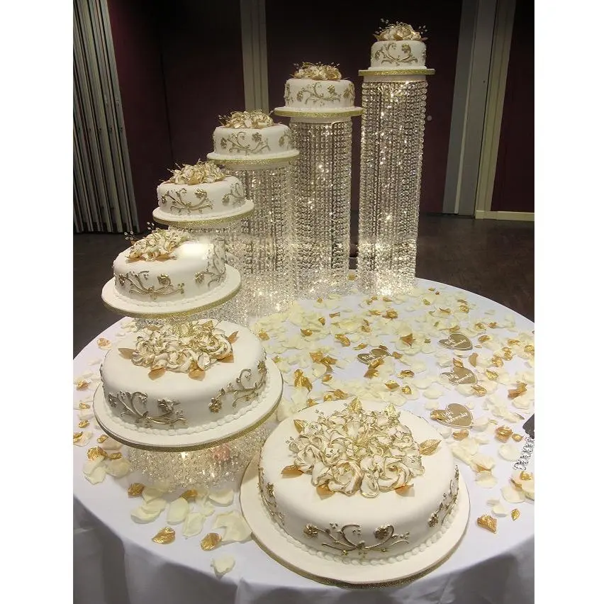 Support de gâteau de mariage lustre en cristal