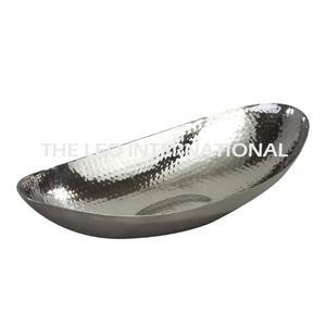 Cuenco decorativo de diseño de forma ovalada con textura martillada pulida brillante, cuenco de lujo de estilo nórdico de Metal de aluminio - Product Image 1