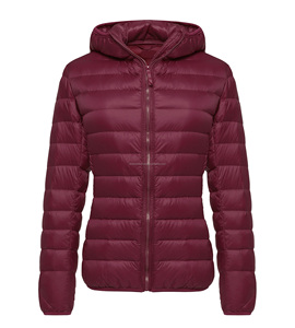Chaqueta de plumón de lana ligera para mujer, acolchada de burbujas de invierno informal con capucha personalizada con diseño sin cuello esquilado - Product Image 1