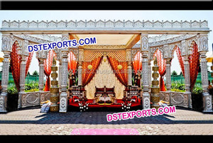 Majestuoso Mandap Tradicional Indio para Bodas, Decoración de Fibra de Vidrio, Duradero, Personalizable, Elegante Escenario Blanco para Eventos en el Reino Unido - Product Image 6
