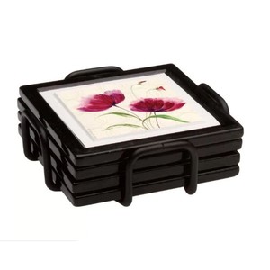 Posavasos de Metal de Estilo Moderno con Acabado Negro, Posavasos para Vasos, Soportes Metálicos Funcionales, Decoración de Escritorio, Juego de Cuatro Piezas - Product Image 1