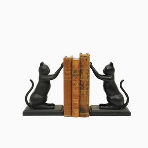Porte-livres en fonte noire en forme de chat - Product Image 1