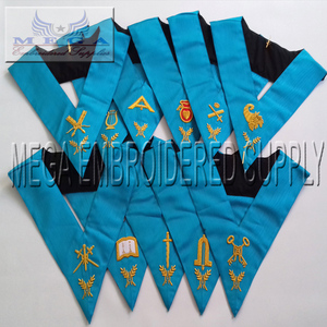 Collier d'officier du Rite Français maçonnique, en cuir brodé à la main, régalia, broderie au point de croix, utilisation maçonnique, Thopson - Product Image 5