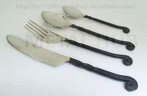 Juego de cubiertos forjados a mano de lujo con mangos de madera Cubiertos de acero inoxidable de inspiración portuguesa Cuchara Tenedor Vajilla Juego de regalo - Product Image 3