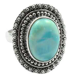Natural Larimar Marquise รูปร่างโรงงานราคา Custom เงินไทยแหวน Larimar เครื่องประดับ