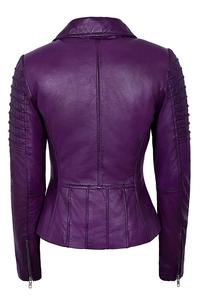 Lady Fashion Pure Lamb Soft Leather Biker Jacket/Wholesale Fashion Winter Lady Leather Jacket Biker Jackets - Product Image 5