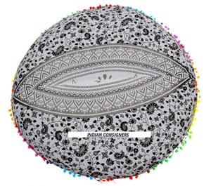 Beautiful Handmade Cotton Ottomans Floor <b>Cushion</b> <b>Cover</b> Mandala Pouffe Multiple Colors Home Decor By Indian Consigners - Product Image 5
