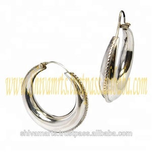 ขายส่งราคาแข็ง925ห่วงต่างหูเงินสเตอร์ลิงสำหรับผู้หญิงเครื่องประดับเงินแฟนซีต่างหูเรียบง่าย - Product Image 2