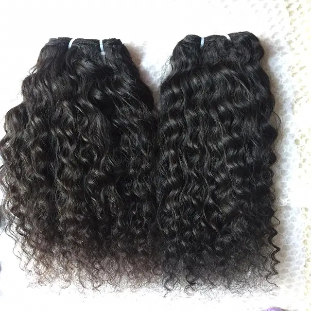 remy unprocessed South indian temple curly double wefted human hair , temple hair , raw bulk hair available