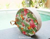Tas Rotan Bulat Buatan Tangan Harga FOB Grosir Desain Tren Populer untuk Musim Panas Lapisan Kulit Decopage Penutup Kunci
