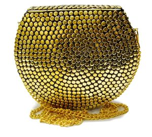 Bolso de mano con cadena de metal y cierre de tuerca para mujer, Cartera de noche, de fiesta - Product Image 3