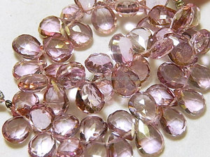 Piedra preciosa semipreciosa de cuarzo rosa místico, Briolette facetada de pera, 9-10mm - Product Image 3