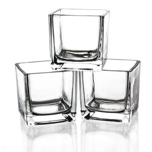 Cubo de cristal florero cúbica flor florero cuadrado vela votiva titular centro de mesa cubo florero de tarro - Product Image 2