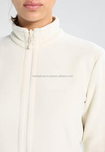 Veste polaire sport floue personnalisée pour femmes Veste zippée surdimensionnée à manches longues Vestes de couleur blanche Boutique en ligne - Product Image 4