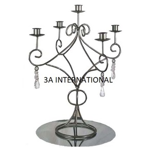 Candelabro de 5 Brazos con Acabado Antiguo para Decoración Navideña, Soporte para Velas de Mesa, Iluminación para Hogar, Hotel y Bodas - Product Image 1