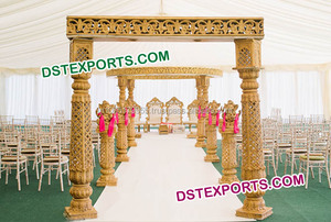 Mandap de fibra india, decoración de boda, conjunto de Mandap tallado dorado, fabricante de Mandap de boda india, decoración de Mandap de matrimonio, Reino Unido - Product Image 5