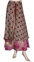 Falda larga vintage Sari de seda