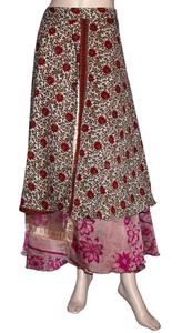 กระโปรงยาวผ้าไหมส่าหรีวินเทจ - Product Image 3