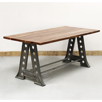 Mesa de Comedor de Madera de Mango |   Diseño Industrial Estilo Loft |   Muebles para el Hogar Rústicos Modernos con Base de Metal y Madera Maciza, 4 Plazas, 3 Años de Garantía