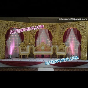 Paneles de Fibra de Vidrio Decorativos para Escenarios de Boda, Modernos, Ligeros, Tallados en Oro Jali, Tamaño Personalizado para Eventos y Conciertos - Product Image 1