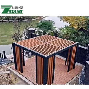 PERGOLA de jardin en fibre de chocolat, couleur chocolat et grain de bois, 3x3x3m WPC, PERGOLA