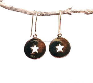 Classic Small Star Brass Handmade Drop <b>Earrings</b> <b>Fashion</b> Jewelry with <b>Dangle</b> Feature - Product Image 2