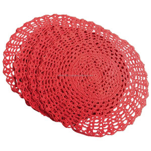 Dining Decor Cotton Cord Crochet Handcrafted <b>Round</b> <b>Placemat</b> - Product Image 5