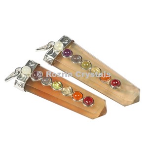 จักระที่ไม่ซ้ำกันดินสอโลหะจี้ธรรมชาติ sodalite รักษาคริสตัลสองจุดของขวัญเครื่องประดับสำหรับผู้หญิงผู้ชายขายส่ง - Product Image 1