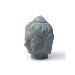 Figurine de tête et tête de bouddha en pierre de savon naturelle grise décorative pour la maison