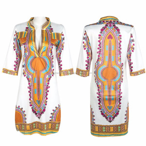 Vestido Dashiki Africano para Mujer, Manga Larga, Informal, Estampado Africano Tradicional, Vestido de Fiesta, Tela de Algodón 100% - Product Image 1