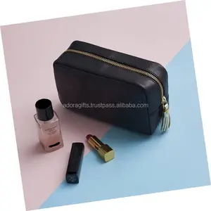 Pochette de maquillage en cuir avec Logo personnalisé imprimé, pochette de cadeau de noël - Product Image 1