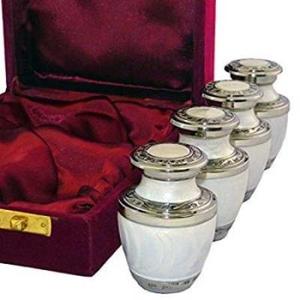 Ensemble rouge Royal commémoratif de 4 urnes de crémation pour animaux de compagnie avec boîte en velours pour cendres funérailles métal laiton/aluminium - Product Image 3