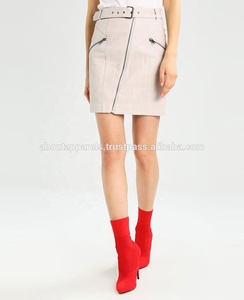 Jupe sexy plissée en faux cuir pour femmes, tenue maxi longue et moulante, en cuir véritable d'agneau et de mouton, à la mode, nouvelle collection 2019 - Product Image 4