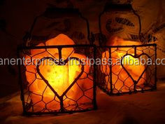 Wholesale Handmade Real Touch Air Purifying Iron Basket Himalayan Salt Lamp Geometric Shape Fashionable Design Salt Chunks Craft - Product Image 2