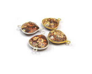 Bisel de piedras preciosas de jaspe Natural chapado en oro de 18 quilates, Conector de doble fianza facetado de 14mm hecho a mano para manualidades de fabricación de joyas - Product Image 5