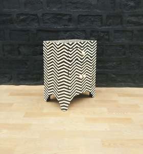 Mesita de noche con incrustaciones de hueso de madera maciza de estilo moderno, muebles de sala de estar hechos a mano para uso doméstico o de oficina - Product Image 4